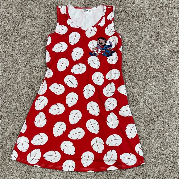 Disney Lilo and Stitch Red and White Leaf Pattern Dress - Picture 1 of 15